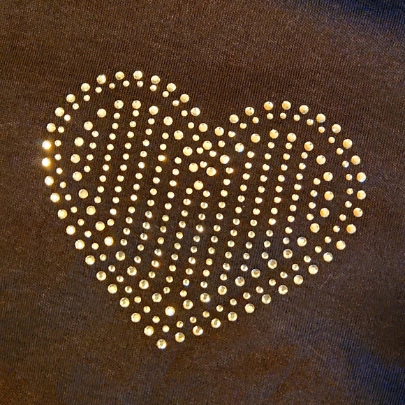 Black longsleeve shirt with rhinestone heart - Picture 5 of 6